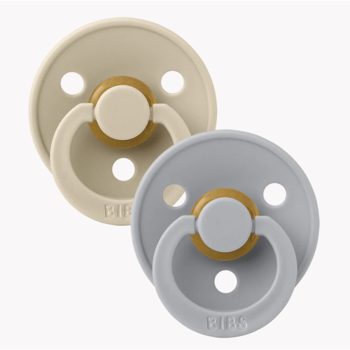 BIBS 2 Pack Round Latex Pacifier - Vanilla/Cloud – size 1, shape anatomical