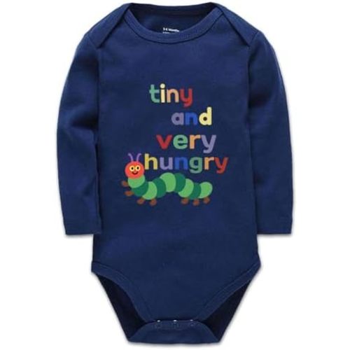 Tiny Very Hungry Caterpillar White Long Sleeve Cute Novelty Funny Infant Baby Playsuit, 0-24 Month