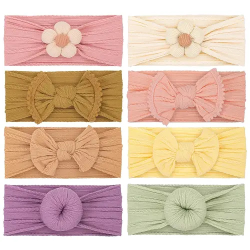Baby Girls Headbands with Bows Soft Elastics Head Wrap Hair Accessories for Newborn Infant Toddler Kids