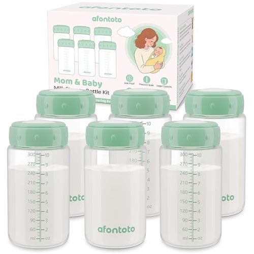 6PCS Breastmilk Storage Bottle for Momcozy Breast Milk Cooler 22oz, Wide-Neck Baby Bottles for Pumping Fit Spectra Flange, Spectra Collection Bottles for Fridge, Breastfeeding Essential, 10 oz
