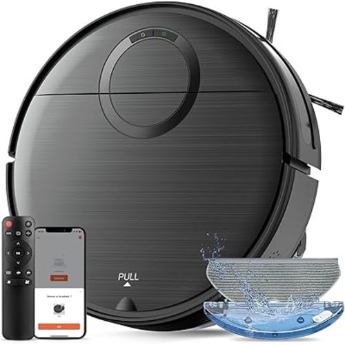 Robot Vacuum, 2 in 1 Robot Vacuum and Mop Combo for Pet Owners: 2000Pa Suction, Anti-Tangle Brushless Inlet, Picks Up Dog & Cat Hair, Wet Mopping Removes Paw Prints, Auto-Recharge with Schedule