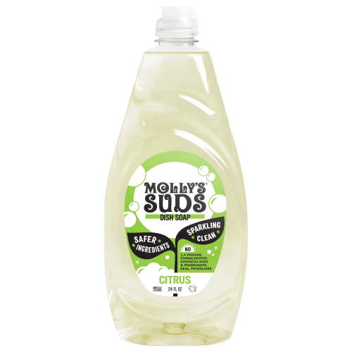 Molly's Suds Liquid Dish Soap | Simple Ingredients | Extra Scrubbing Power | Lemon Scent, 24 oz