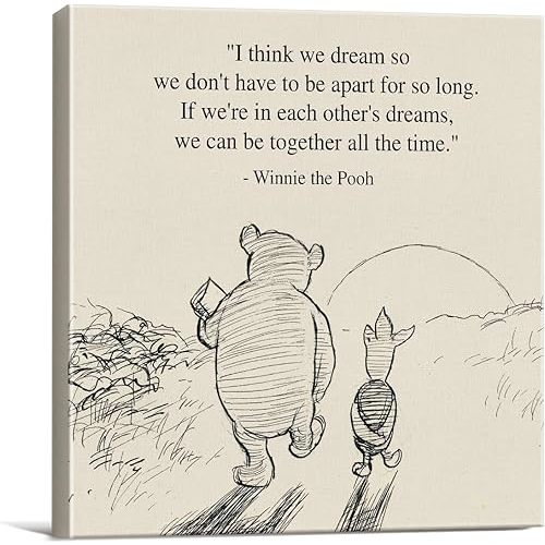 Classic Winnie the Pooh Wall Art Decor Retro How Lucky Am I Quotes Sayings Canvas Painting Pictures Framed Print Sign Artwork Ready to Hang (8x8 Inches)