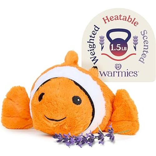 warmies Microwavable & Weighted Stuffed Animals, Clown Fish - Heated Stuffed Animal Plushie for Warmth & Comfort - Cute Soft Plush Toys for Adults & Children (Boys, Girls, Babies & Toddlers)