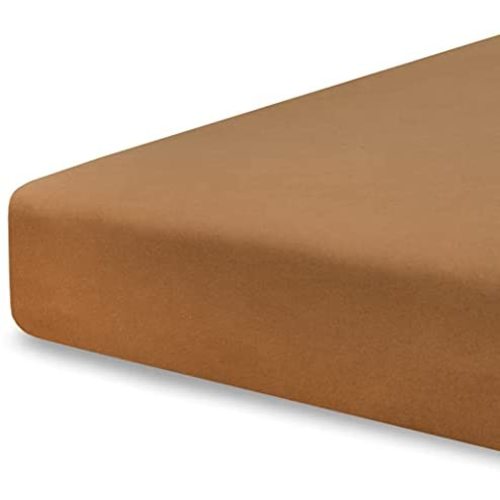 Pobibaby - Single Solid Premium Fitted Baby Crib Sheets for Standard Crib Mattress - Ultra-Soft Cotton Blend, Safe and Snug, and Stylish Solid Crib Sheet (Caramel Brown)