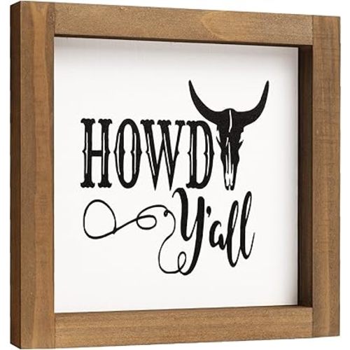 Western Bathroom Decor, Wooden Howdy Yall Sign Cowboy Wall Art, Southwestern Table Shelf Home Decoration Farmhouse Home Decoration