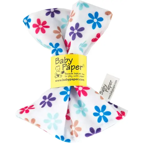 Baby Paper Original Crinkle Teether & Sensory Toy for Babies & Infants | Flower Print | Non-Toxic, Washable | Great for Baby Showers