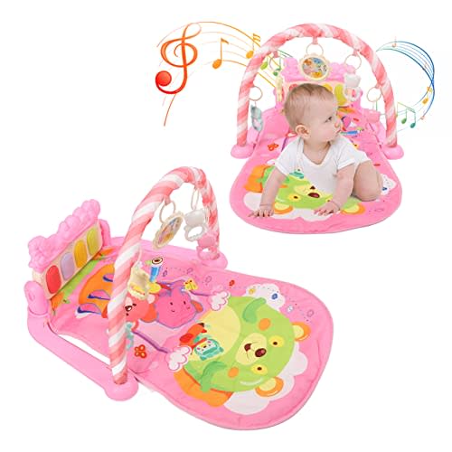 CDQL Baby Kick Piano Mat - Baby Gym Toys and Activity Play Mat - Electronic Learning Toys with Music and Lights - Cartoon Hot Air Balloon Animal Pattern Piano Gym for Kids