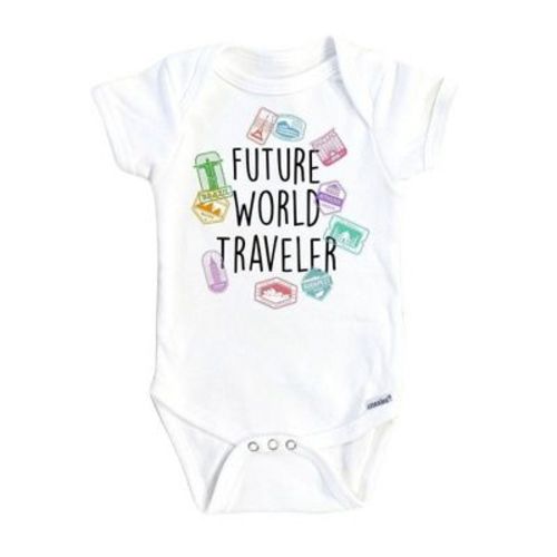 Traveler Stamps Onesie® Baby Boy Girl Clothes Infant Bodysuit Funny Cute Newborn GS1 White 6-9M Onesie®
