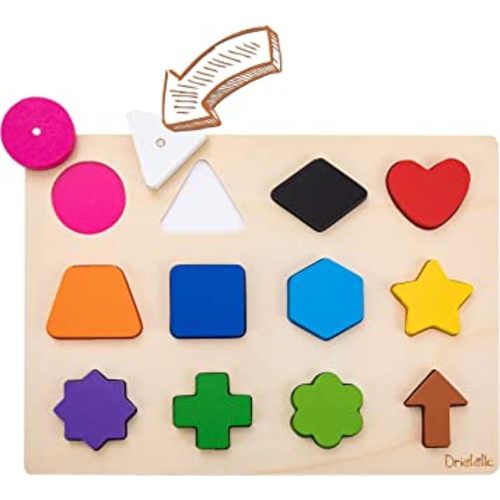 Magnetic Wooden Educational Shape Puzzle - Learn Colors & Shape Recognition Toy – Toddler Preschool Game – Kids Montessori Education