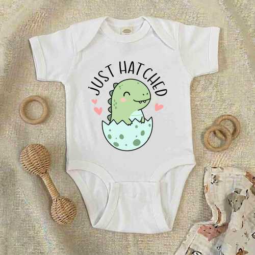 Just Hatched Dinosaur Baby Bodysuit, Cute Baby Romper, Dinosaur Egg Newborn Clothes, Baby Coming Home Outfit, Baby Shower Gift