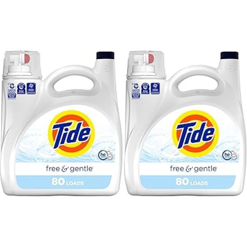 Tide Free & Gentle Liquid Laundry Detergent, 105 fl oz, 80 Loads, HE Compatible (Pack of 2)