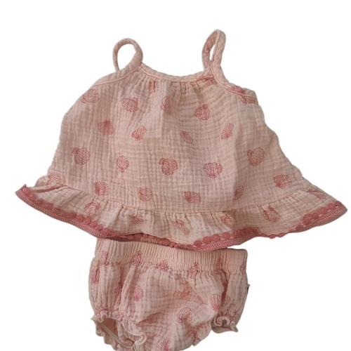 Rabbit and Bear pink shell print baby girl set Size...
