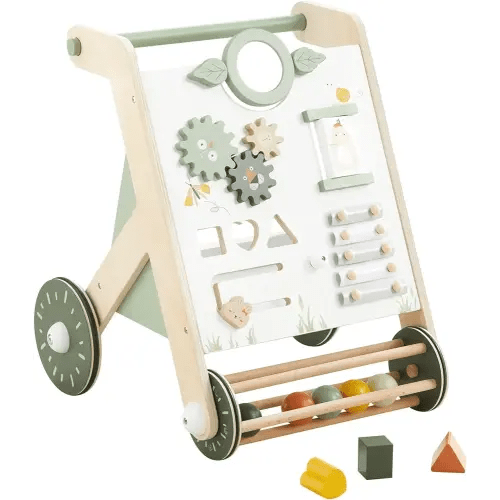 Beright Wooden Baby Walker with Roller, Push and Pull Learning Activity Walker, Multi-Functional Kids’ Activity Toy, Multiple Activities Center, Develops Motor Skills & Stimulates Creativity, Green