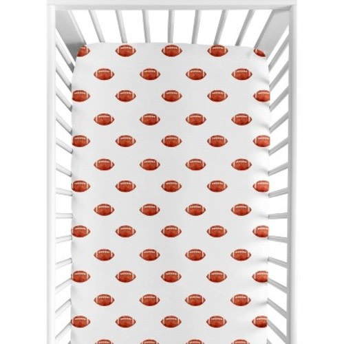 Sweet Jojo Designs Boy Baby Fitted Crib Sheet Football Brown and White