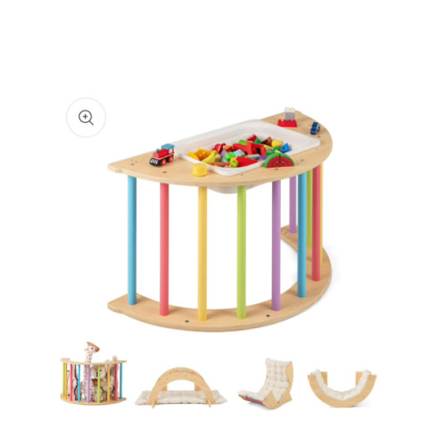 OLAKIDS Wooden Arch Climber Rocker with Soft Cushion for Toddlers