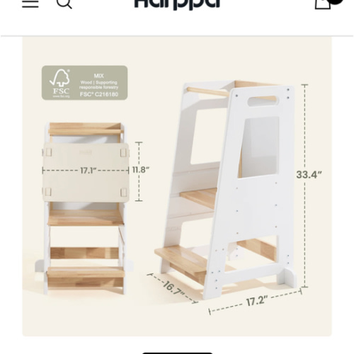 HARPPA Nordo | Safe & Stable Montessori Toddler Kitchen Wooden Tower - Perfect for Cooking & Learning, Counter Helper, Kitchen Tower, Gift for 2 Year Old