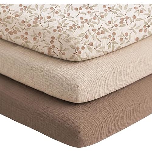Niceye Muslin Bassinet Sheets 3-Pack (33" x 21")