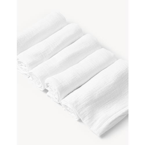 5 Pack Pure Cotton Muslin Squares | M&S | M&S
