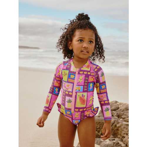 Purple/Orange Tropical Sunsafe Long Sleeve Swimsuit (3mths-7yrs)