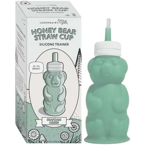 Honey Bear Straw Cup Silicone for Babies (Green), 8 oz. Dishwasher Safe, Food Grade Silicone, Honeybear Sippy Cup for Ages 4+ Months