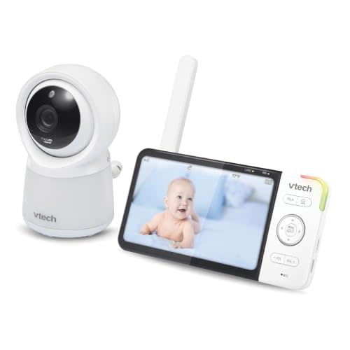 VTech RM5754HD RM5754HD Smart Wi-Fi 1080p Video Baby Monitor System with 5-in. Display, Night-Light, and Remote Access, White