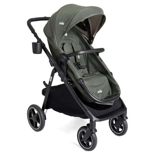 Joie Ginger lx 4-in-1 One-Hand Pramette Stroller - Easy Convertible Pramette and Stroller with a One-Hand Pramette Conversion, for Newborns to Toddlers (Evergreen)