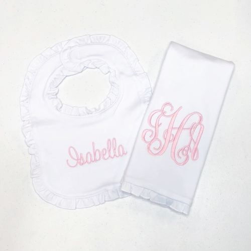 Monogrammed bib, monogrammed burp cloth set, newborn gift, baby shower gift, arb, burp cloth, bib, custom, personalized, girl, boy