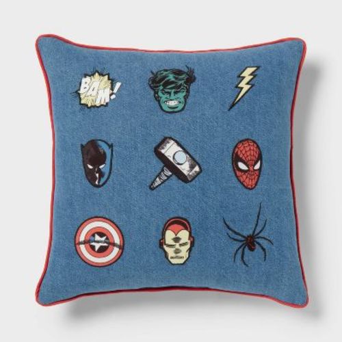 Marvel Icons Denim Kids' Decorative Throw Pillow - The Marvel Collection by Pillowfort™