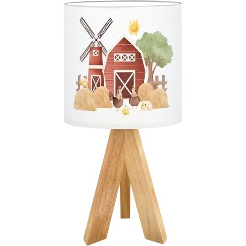 Cute Kids Bedside Desk Table Lamp Watercolor Set Cute Farm Animals Farm House Children Nightstand Lamp, Tripod Small Night Lights Linen for Nursery Room Bedroom Dorm Decor