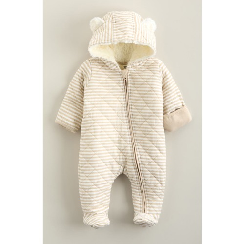 Ear Appliqué Quilted Faux Fur Lined Hooded Bunting
