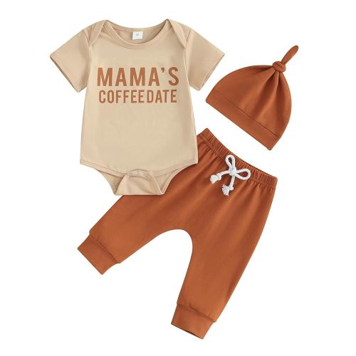 FIOMVA Newborn Baby Clothes Boy Funny Letter Short Sleeve Onesie Romper+Long Pants Set Infant Summer Outfits