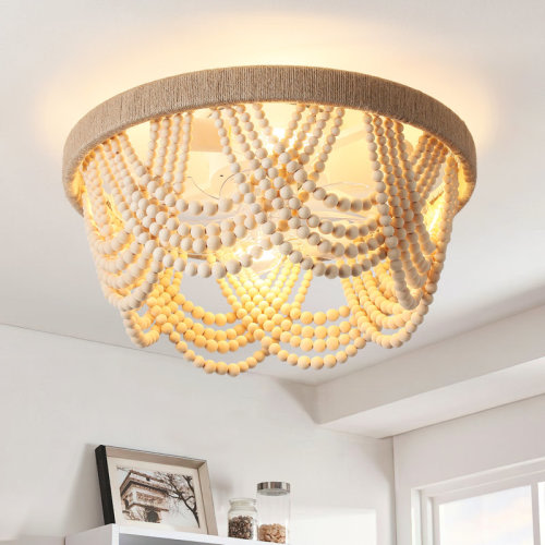 Dakota Fields Annadell 20" W 4-Light Wood Bead Caged Ceiling Fan & Reviews | Wayfair