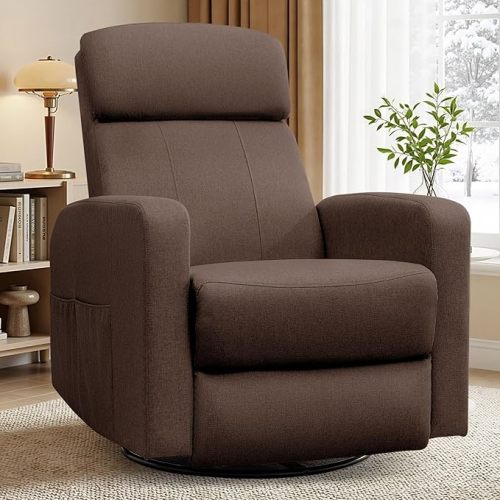 Power Swivel Recliner Chairs for Adults, Electric Glider Rocking Chair Nursery, Glider Recliner Nursery Chair with Classified Side Pocket, Nursery Rocking Chairs with USB and Type-C Ports