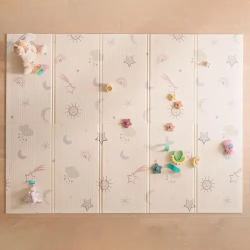 Nuby Reversible Baby Floor Mat, 77" x 58" - Foldable and Lightweight Baby Play Mat for Floor - Easy Storage and Travel - Stars and Sky