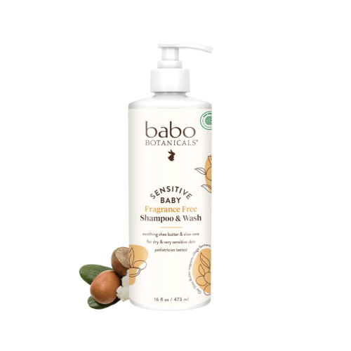 Babo Botanicals Sensitive Baby Fragrance-Free 2-in-1 Shampoo & Wash, 16 fl oz
