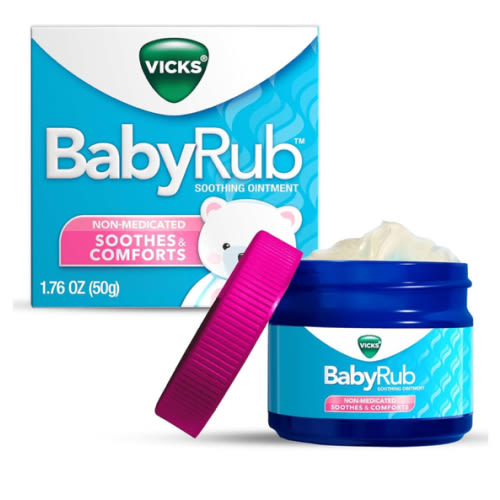 Vicks BabyRub Chest Rub Ointment with Soothing Aloe, Eucalyptus, Lavender, and Rosemary, from the makers of VapoRub, 1.76 oz