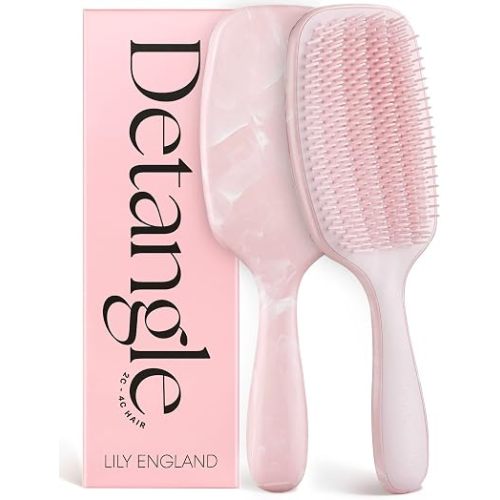 Lily England Curly Hair Brush - Detangling & Styling Tool with Flexible Bristles for Pain-Free Wet & Dry Curls (3c to 4c), Pink