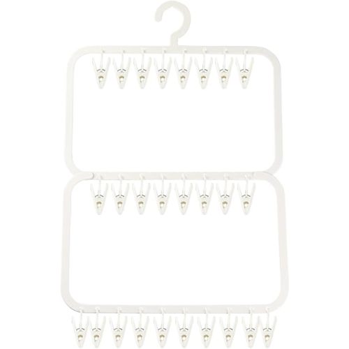 26-Clip Multi-Layer Clothes Drying Rack, BPA-Free ABS Laundry Hanger for Baby Clothes, Socks & Underwear, Heavy Duty Non-Foldable Hanger for Apartment, Nursery & Small Spaces (Off-White)
