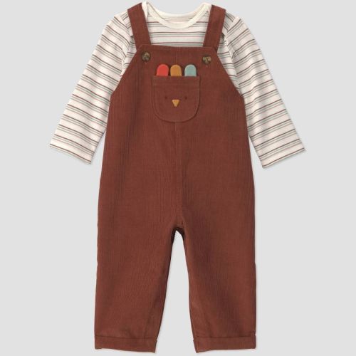 Carter's Just One You® Baby Boys' Turkey Overalls and Long Sleeve Shirt Set - Brown 3M