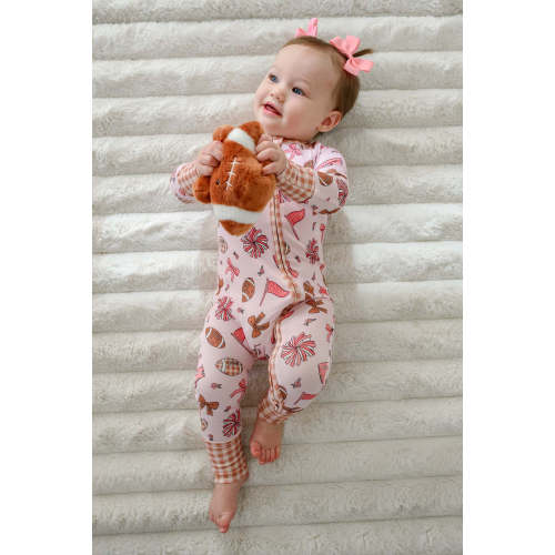 Convertible Bamboo Zip Romper in Huddles & Cuddles Pink | Caden Lane