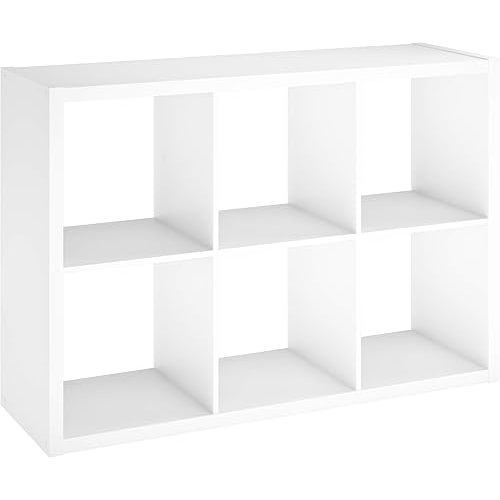 ClosetMaid 6 Cube Storage Shelf Organizer Bookshelf with Open Back, Vertical or Horizontal, Easy Assembly, Wood, White Finish
