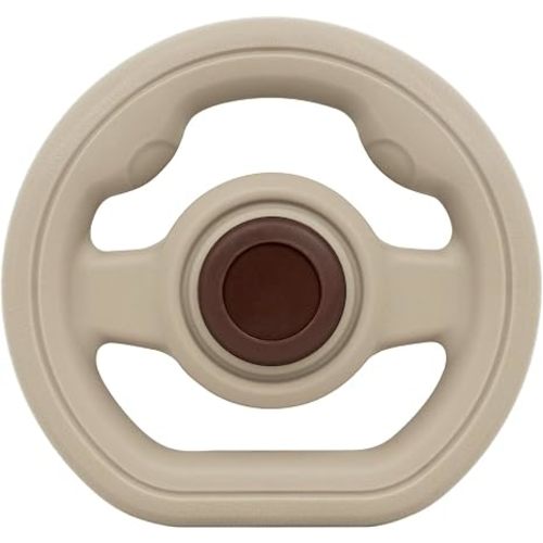 Baby Stroller Steering Wheel Toy, Simulated Driver Steering Wheel with Velcro strap, Interactive Toddler Car Seat Toys for Babies 6-12 Months, Stroller/Wagon/Shopping Cart Attachment for Kids（Beige）