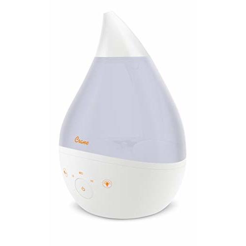 Crane 4-in-1 White Drop Ultrasonic Cool Mist Humidifier with Sound Machine, Night Light, Aroma Tray, 1 Gallon Top Fill White
