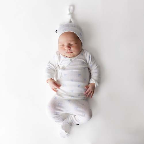 Pointelle Take Me Home Set with Cap in Sweet Blue Bow