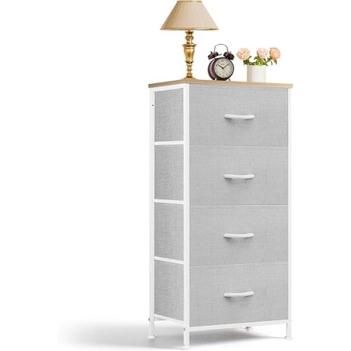 4 Drawers Dresser for Bedroom Fabric Storage Tower with Wooden Top