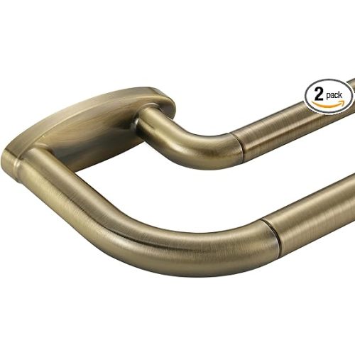 Double Curtain Rods Antique Bronze,Room Darkening Drapery Rod for 48-84 Inches,Adjustable 3/4 Inches Front and 5/8 Inches Back Quality Metal Rod for Window,Wrap Around Design