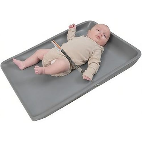 Wipeable Waterproof Baby Changing Pad, Large PU Diaper Pad for Changing Table and Dresser, Easy-Clean with Adjustable Buckle, No-Slip Bottom (Grey)