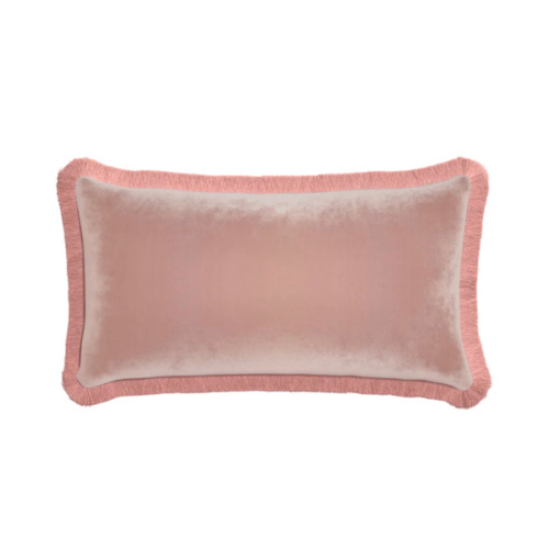 Quartz Velvet Petite Lumbar Pillow with Fringe