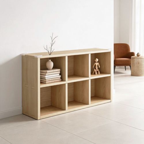35 in Wide Solid Pine Open Bookcase with 2 Tier Storage, 24 in H Wooden Cube Shelf for Nursery, Entryway, or Everyday Home Organization Bookshelves & Bookcases